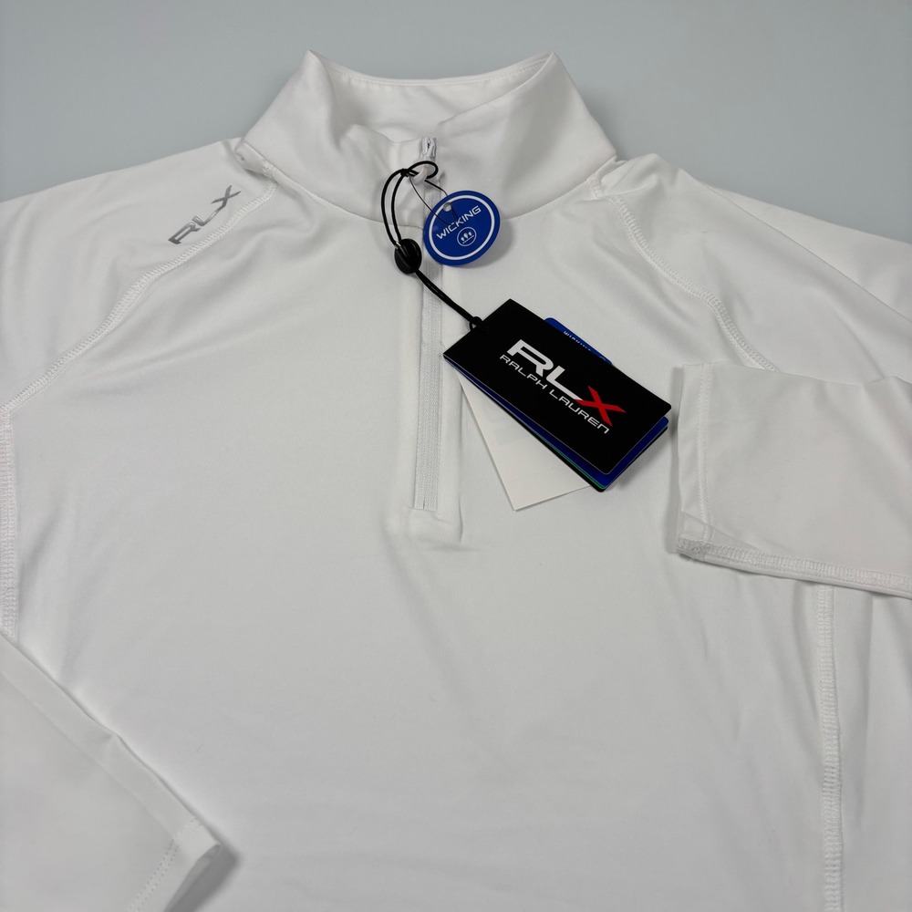 RLX Ralph Lauren Womens S White Jersey Quarter-Zip Pullover NEW Golf Core Top